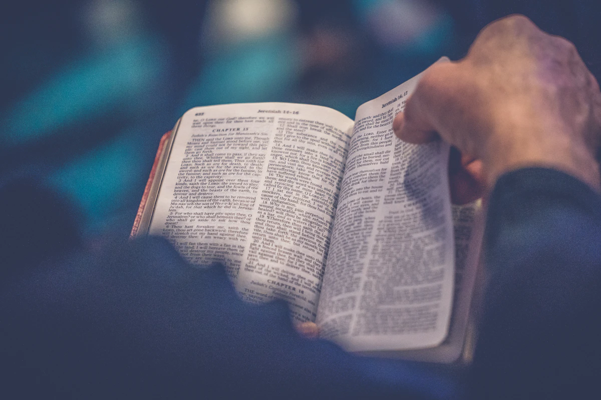 An open Bible in warm light — illustrative photography